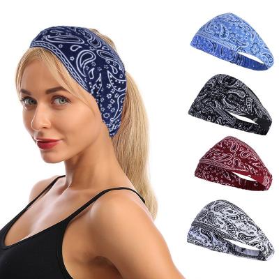 China New Breathable Adjustable Elasticity Wholesale Breathable Spot Sports Yoga Gym Yoga Gym Side Print Sweat Proof Headband Wholesale Wide Elastic Equipment for sale