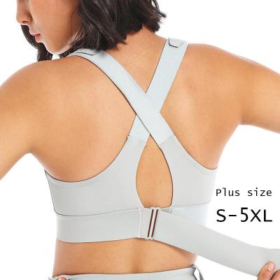 China Plus Size S-5XL Breathable Wholesale Hot Sale Women's Latest Gym Fitness Wear Magic Yoga Bra Adjustable Straps Hug Back Sports Bra Top for sale