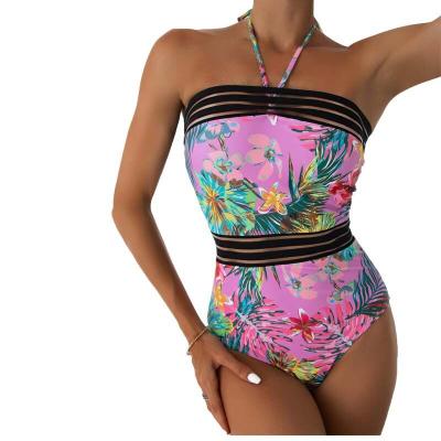 China Plus size basic floral sexy bikini top tube top summer spot waist quick dry swimwear custom made sleeveless top plus size swimwear for sale