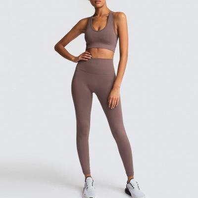 China Breathable In Clothing Manufacturers Women Ladies Running Mujer Sports Leggings Set Seamless Sportswear Gym Wear For Girls for sale