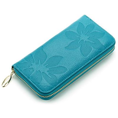 China Latest Design Fashion Long Large Capacity Flower Portable Cash Wallet PU Lady Wallet for sale