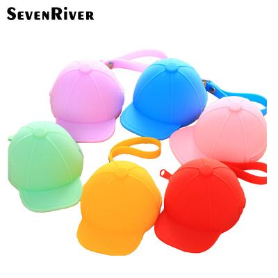 China Mini Hot Sale Colorful Hats Zipper Silicone Coin Pouch For Girls for sale