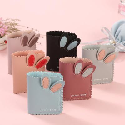 China Waterproof Fashion Mini Rabbit Ears Card Holder PU Leather Wallet for Girls for sale