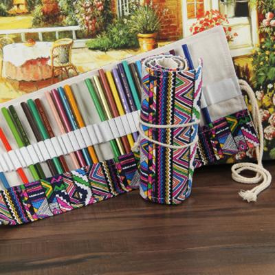 China Schools & Pencil Case School Canvas Roll Pocket Consmetic Makeup Brush Case Pen Storage Pencil Box for sale