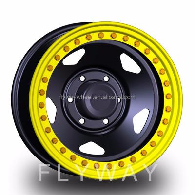 China 4x4 beadlock steel wheels FX011 Flyway 15x12 Size Hot Sale 4x4 Offroad Steel Beadlock Wheel With Custom Imitation Beadlock Offset Wheel Available for sale