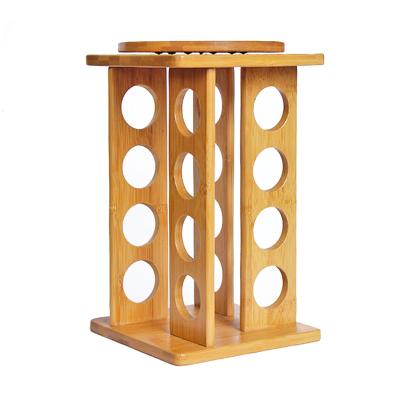 China Sustainable Bamboo Three Dimensional Circular Cabinet Shelf Manager Spice Rack for sale