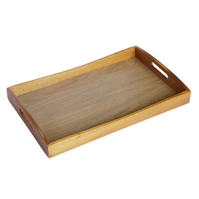 China Sustainable Handmade Bamboo Serving Wooden Round Tea Barbecue Tray for sale