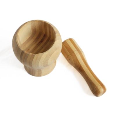 China Mortar and Pestle Garlic Crusher Masher Hand Press Bamboo Garlic Viable Bowl for Kitchenware for sale