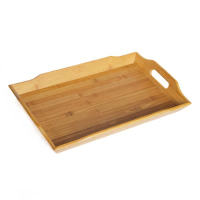 China Sustainable Eco Friendly Restaurant Food Universal Bamboo Serving Tray With Handles for sale