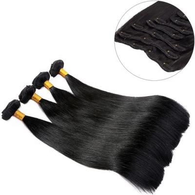 China Hair Vendors 18 Inch 120g Virgin Hair Wholesale Straight Virgin Brazilian Hair Clip In Extensions for sale