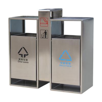 China Sustainable Stainless Steel Dust Bins Waste Sorting Bins Metal Waste Bins Manufacturers for sale