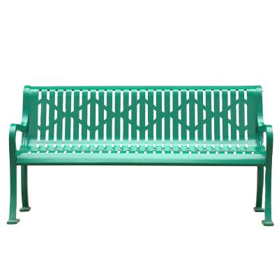 China Hot Sale Modern Wholesale Outdoor Patio Furniture Garden Park Steel Slat Green Benches for sale