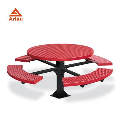 China Modern Arlau camp table, round table with umbrella hole, modern stylish dining table and chairs for sale