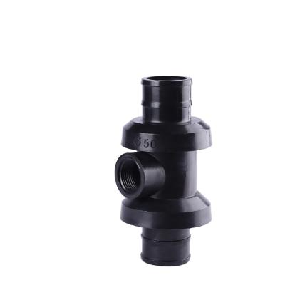 China Agricultural Irrigation Quick Couplings Water Hose Black Tee Hose Fitting Connector For Connect Irrigation Sprinkler 2inch*1