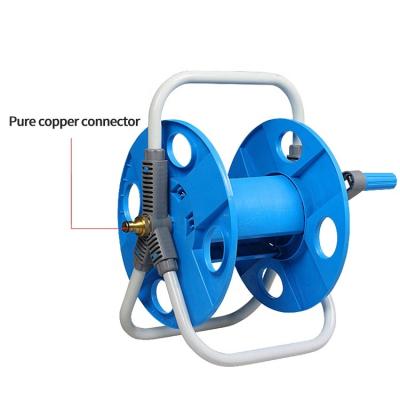 China Hydroponic Household Gardening Hose Reel Tubing Holder Rack Trolley Anti Abrasion Storage Cart with Metal Connector for sale