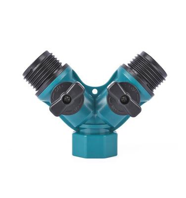 China Garden Hose Connector Garden Hose Tool Dispenser Female Thread Y-Connector Water Splitter Conversion Plastic Two Way Valve for sale