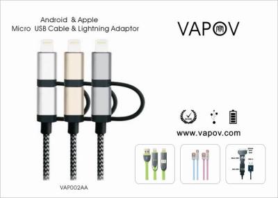 China 2 en 1 dato micro del conector del USB/del relámpago y cable de carga para el androide e iPhone5/iPhone6 en venta