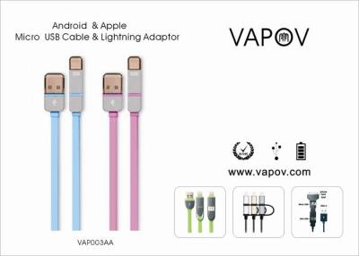 China 2 en 1 dato micro del adaptador del USB/del relámpago y cable multifuncional de carga del usb para el androide y Apple en venta