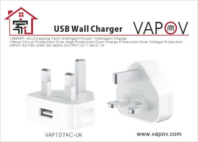 China Portable 2.1 A UK plug Smart USB Wall Charger For Samsung / Apple/Android mobile phone for sale