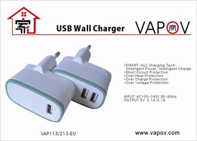 China 3.1A Dual USB Intelligent Travel Charger For Android Mobile Phone , GS CE ROHS Approved for sale