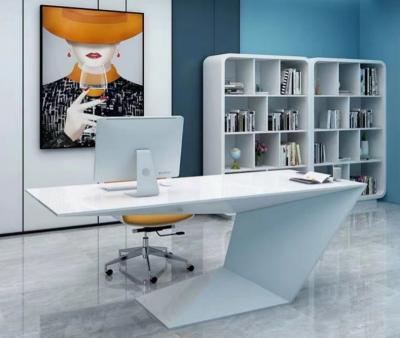 China Hollow B08 High-End Fashion Boss Desk in Pure White Simple & Elegant Diamond Hollow Design for Home or Office Use for sale