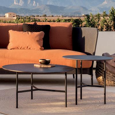 China High temperature pressed rock slab table rustproof sofa modern outdoor aluminum furniture small coffee table with coffee table side for sale