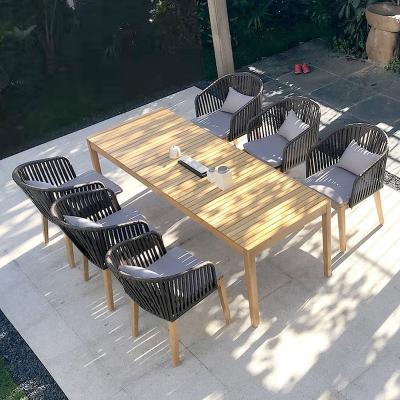 China Best Selling Modern Factory Supply Outdoor Patio Tables Chairs Wooden Garden Teak Wood Chair Furniture Sets for sale