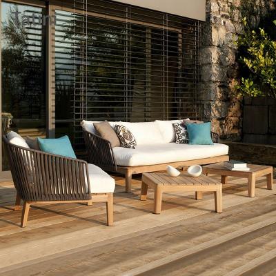 China Modern Teak Wood Sofa Set Rattan Round Outdoor Garden Patio Leisure Water Proof Sofas Sets for sale