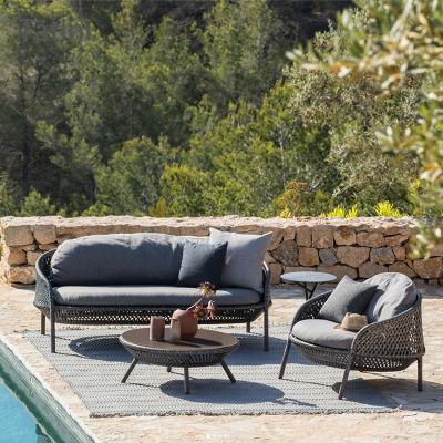 China Modern Modern Style Outdoor Rattan Curved Patio Furniture Low Back Garden Sofas for sale