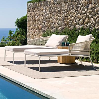 China Modern Outdoor Waterproof Rattan Lounge Chair Modern Recliner Pool Chair Sunbathing Single Recliner Aluminum Frame for sale