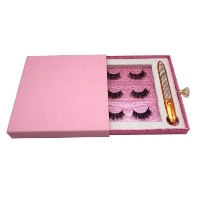 China Dolovebeauty Natural 3 Pairs Mink Eyelash With One Wick Glue Pen Eyeliner Set Multiple Color To Choose Custom Logo for sale