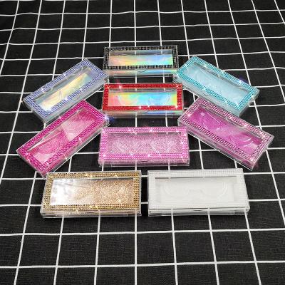 China Wholesale 18mm Mink 3d Mink Eyelashes Free Shiny Seller Cruelty Free Diamond Rectangle Eyelash Packaging Box Case Own Brand Logo for sale