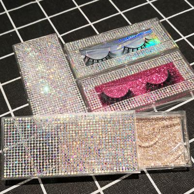 China Bling Bling Mink Hair Cruelty Mink Lashes Package Fashion Jewelry Rectangle Free Shiny Diamond Square Beautiful Box With Mink Lashes Wholesale for sale