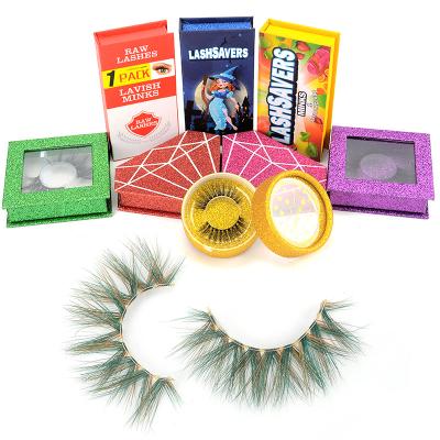 China Dolovebeauty custom package of vegan 3D colorful mink eyelash and private color two tone logo false eyelash for sale