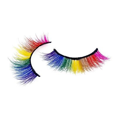 China cruelty free premium hand made colorful rainbow mink eyelash with custom package service for sale