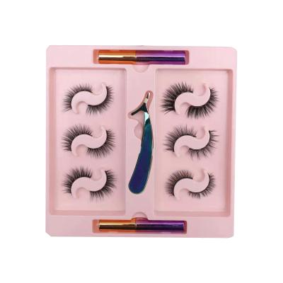 China Dolovebeauty Style Cruelty Free Handmade Natural 6 Strip Magnetic Full Eyelash Set Magnetic Silk Lick Set for sale