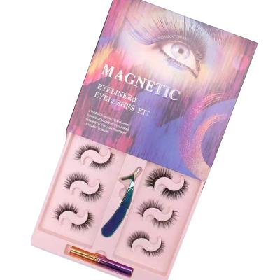 China Dolovebeauty 6 Licks Long Magnetic Eyeliner Eyelash New Design Fashion Cruelty Free Handmade Natural Magnetic Box for sale