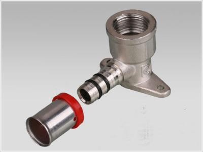 China press fitting wall elbow with plate for PEX-AL-PEX pipe for sale