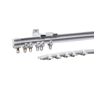 China Tropical ceiling mount aluminum bracket hotel aluminum profile rail ceiling double curtain bracket for sale