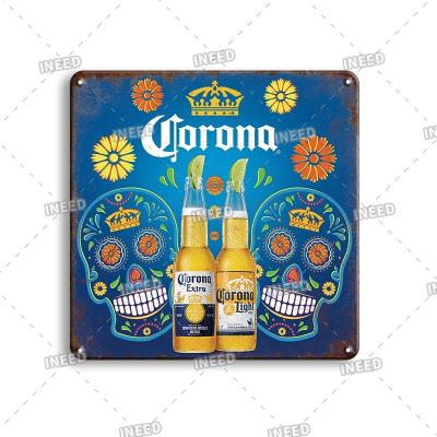 China Europe New Designs 30*30cm Square Beer Tin Signs Metal Plaque Retro Vintage Metal Poster Beer Signs Tin Poster For Bar Decoration for sale