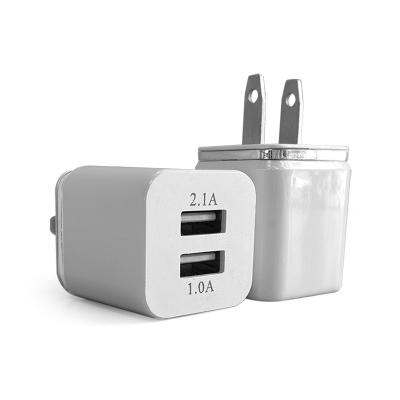 China Hot Selling US/EU Travel USA 2 USB 5V1A 5V2.1A USB Wall Charger Adapter US 2 Adapter Usb Wall Left Charger For Mobile Phone Fast Charging Charger for sale