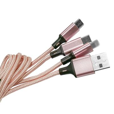 China Wholesale Price Fast Data Transfer 1.2M Multi Charging Cable 3 in 1 USB Nylon Braided Multi Cable Multi Charger Fast Charging Cord for Iphone for sale