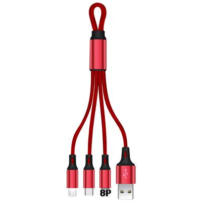 China Stock Cell Phone Etc.electronic Product Full Origin 3 In 1 Usb Nylon Braided Multi Charger Cable 2A Fast Charging Usb Cable For Smart Phone for sale