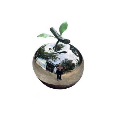 China Stainless Steel Apple Sculpture Modern Outdoor Mirror Polished Garden Fruit Sculpture for sale