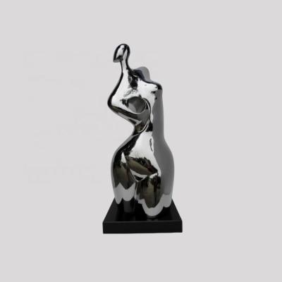 China Abstract Silver Sculpture for Modern Lady Mirror Polished Stainless Steel Statue for sale