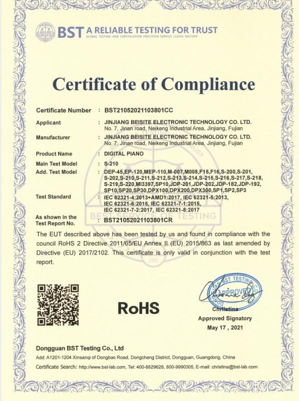 RoHS - Jinjiang Beisite Electronic Technology Co., Ltd.