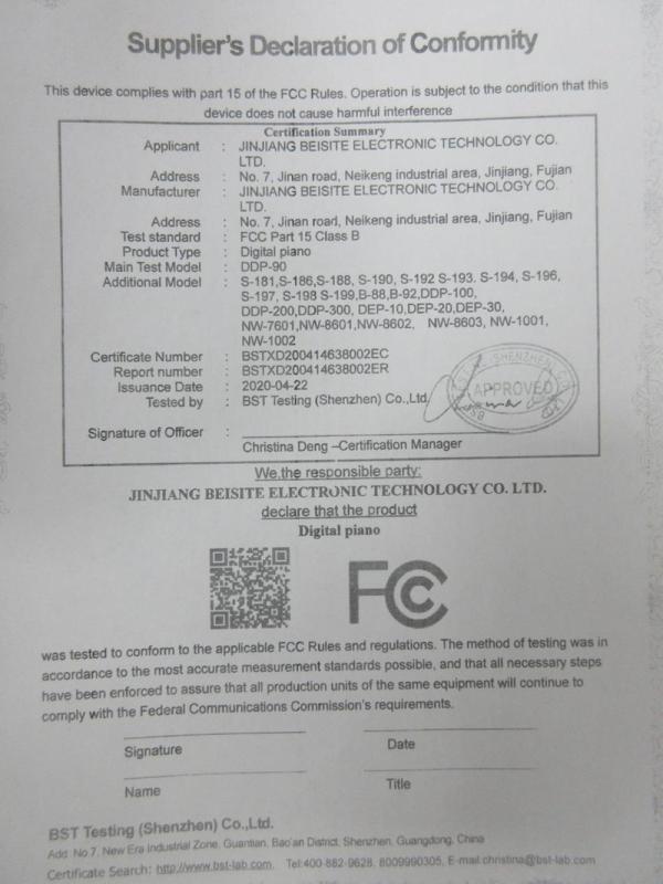 FCC - Jinjiang Beisite Electronic Technology Co., Ltd.