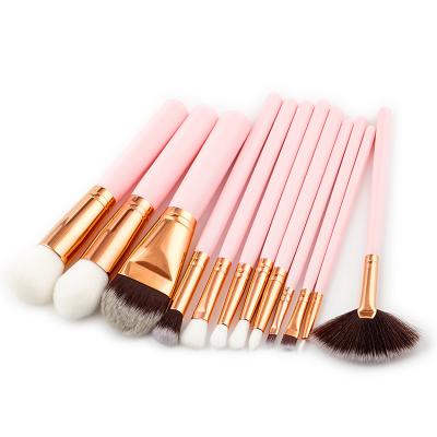 China High Quality Fan Makeup Brush Synthetic Cosmetics Brush 12Pcs Vegan Pink Make Up Brush Set for sale