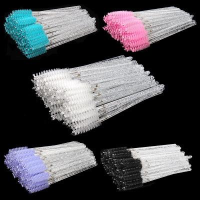 China Cheap Disposable Mascara Brush Crystal Glitter Wands Diamond Lash Extension Applicator Custom Mascara Eyelash Cleaning Brush for sale