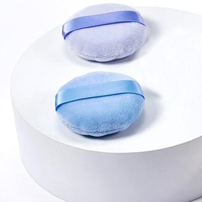 China Beauty Makeup Sponge Air Cushion Foundation Cotton Velvet Puff Facial Cosmetic Puff Blending Makeup Sponge Fluffy Powder Puff With Satin Ribbon for sale